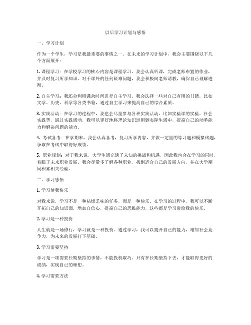 以后学习计划与感悟