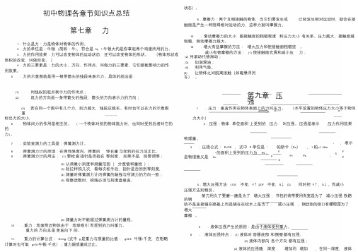 小晨精品初中物理各章节知识点总结(八年级下)