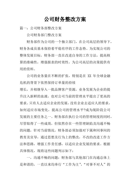 公司财务整改方案