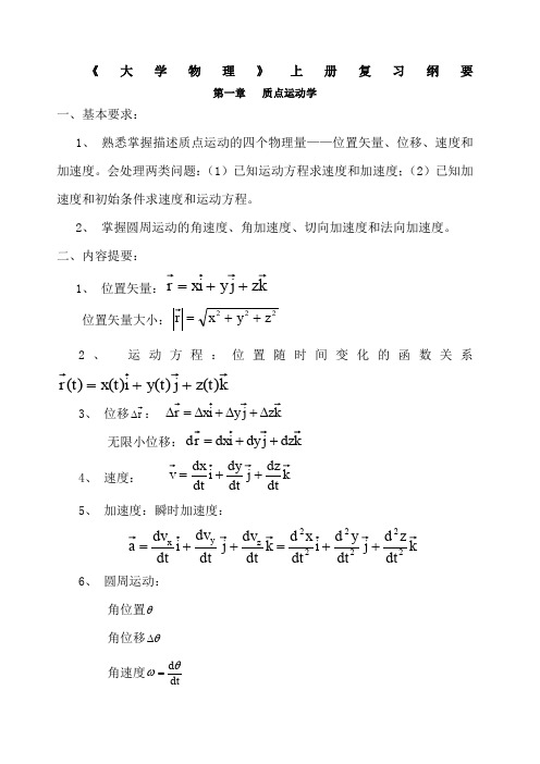 大学物理上册复习提纲