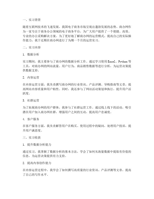 商办网运营实习报告