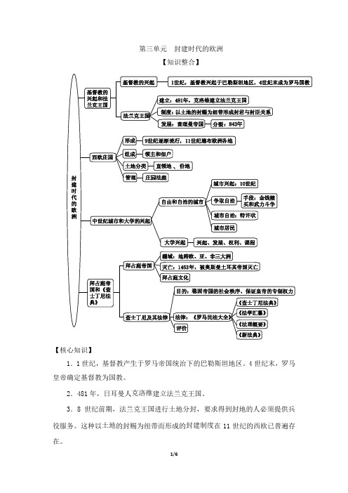 部编人教版九年级历史上册第三单元复习学案1