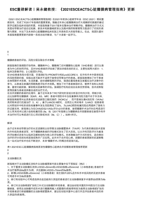 ESC重磅解读丨吴永健教授：《2021ESCEACTS心脏瓣膜病管理指南》更新