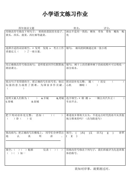 四年级语文课堂拓展练习I (20)