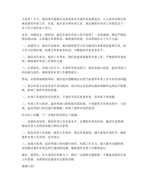 案件审查推进会发言稿范文