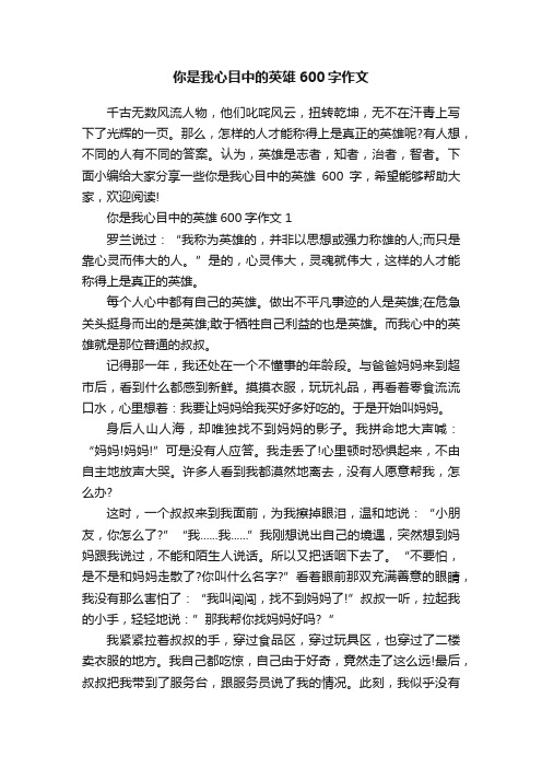 你是我心目中的英雄600字作文