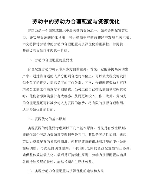 劳动中的劳动力合理配置与资源优化