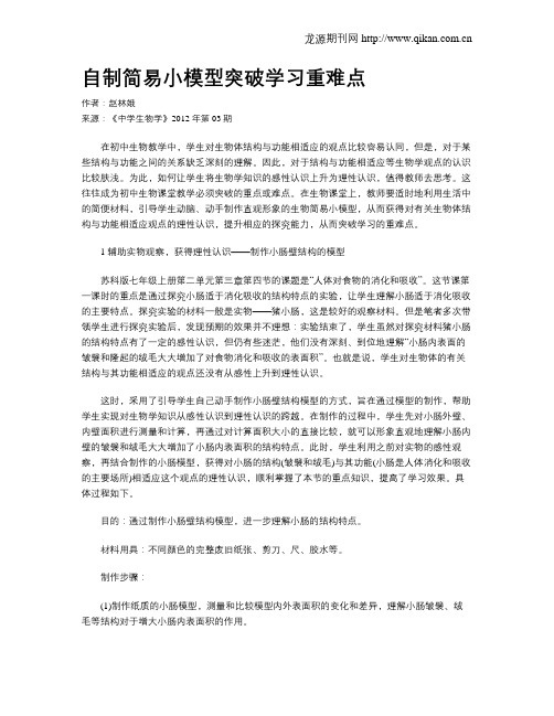 自制简易小模型突破学习重难点