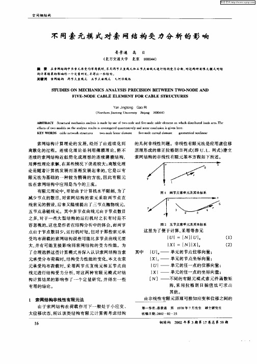 不同索元模式对索网结构受力分析的影响