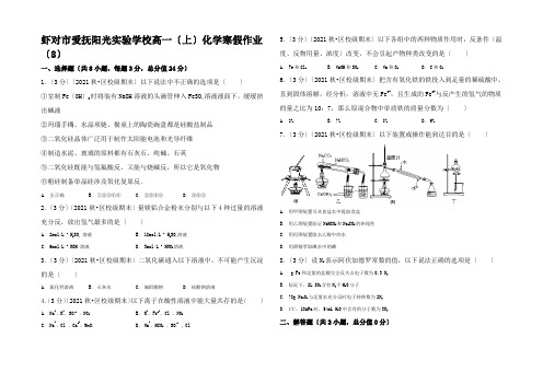 高一化学上学期寒假作业(8)高一全册化学试题