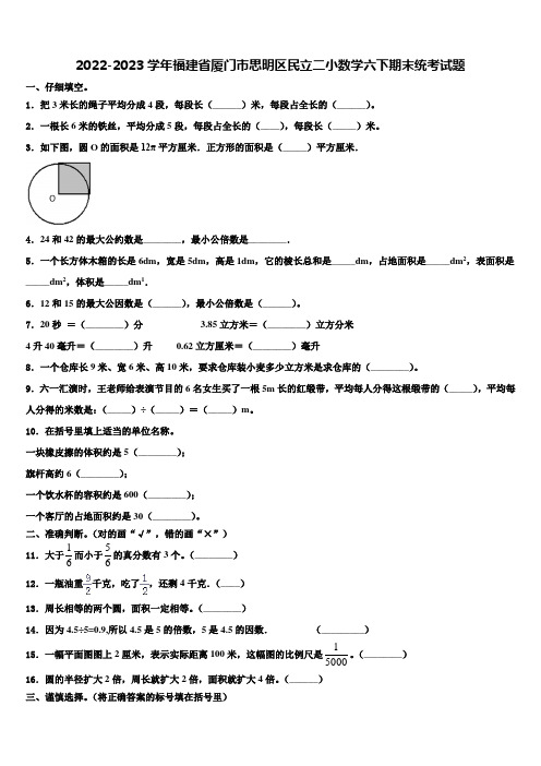 2022-2023学年福建省厦门市思明区民立二小数学六下期末统考试题含解析