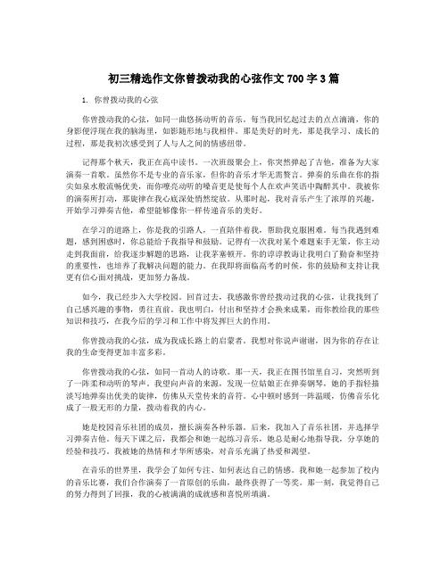 初三精选作文你曾拨动我的心弦作文700字3篇