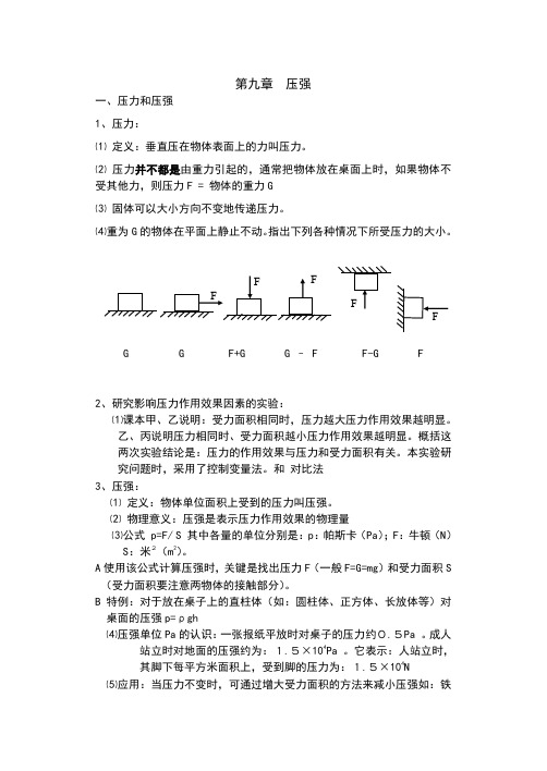 (完整版)初中物理压强知识点总结