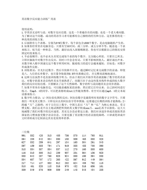 英语数字反应能力训练(1)