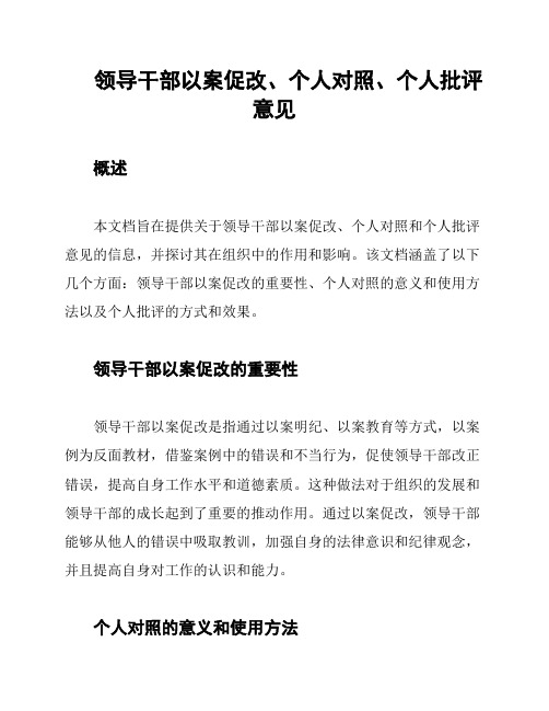 领导干部以案促改、个人对照、个人批评意见