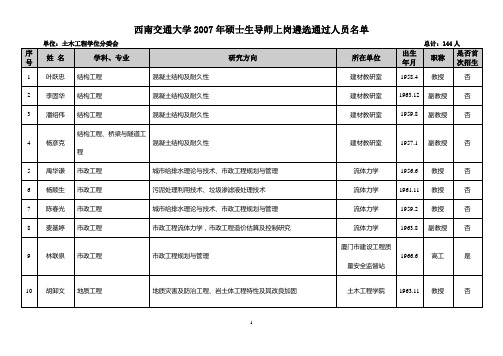 西南交大桥梁系导师