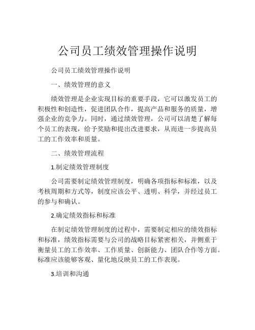 公司员工绩效管理操作说明