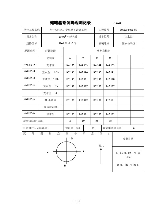 储罐基础沉降观测记录(Word)