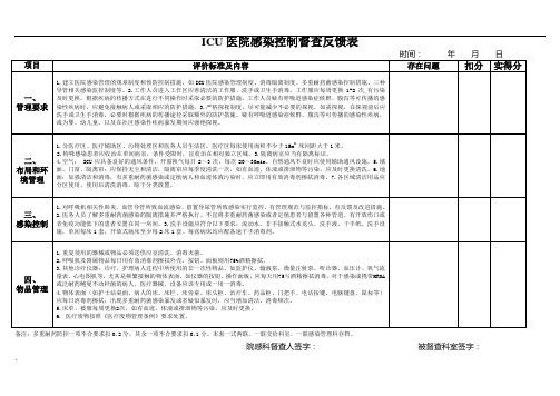 重点部门医院感染控制督查反馈表