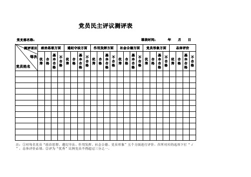 党员民主评议测评表