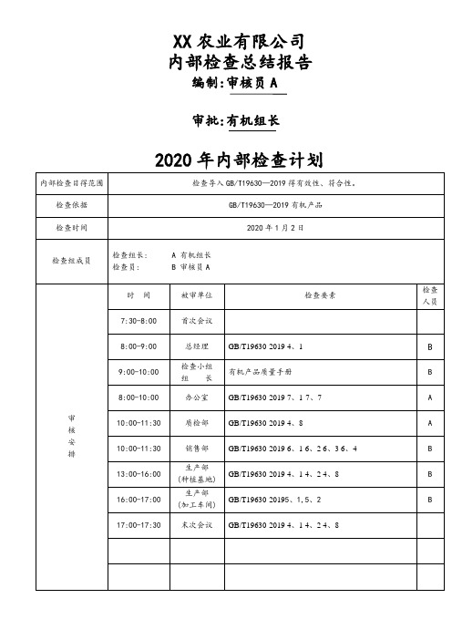 新版有机认证内检报告