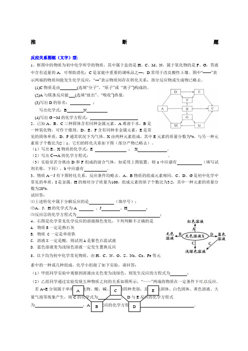 初中化学推断题 难 精选范文