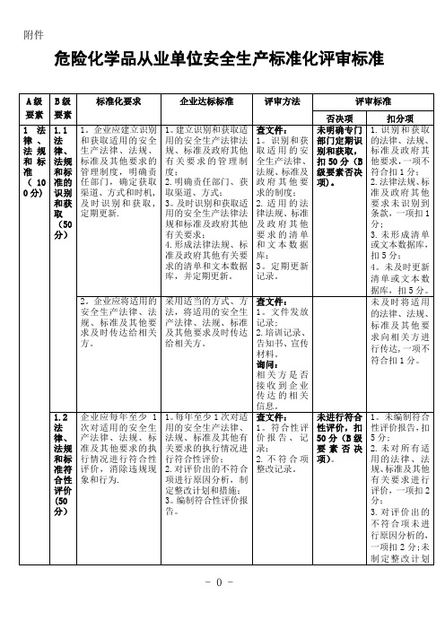 《危险化学品从业单位安全生产标准化评审标准》