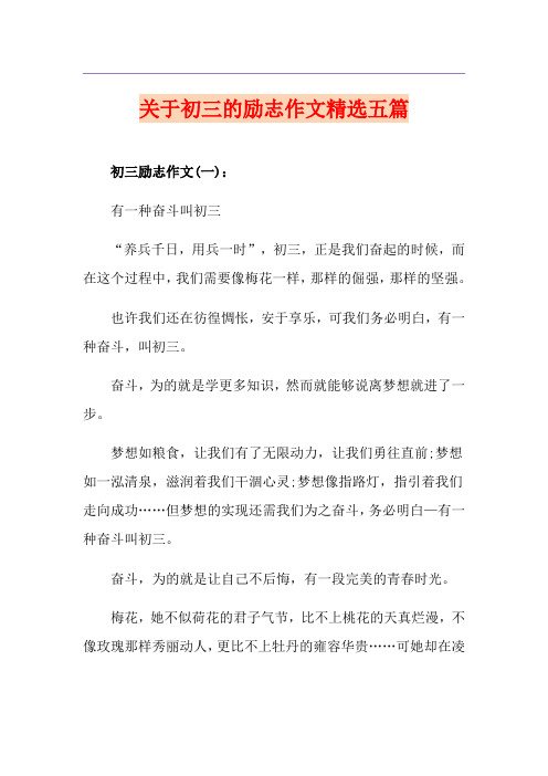 关于初三的励志作文精选五篇