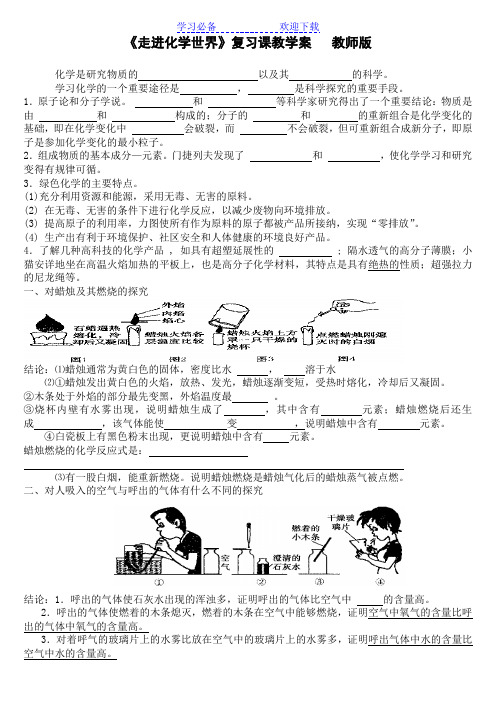 中考化学第一单元《走进化学世界》复习课教案人教版