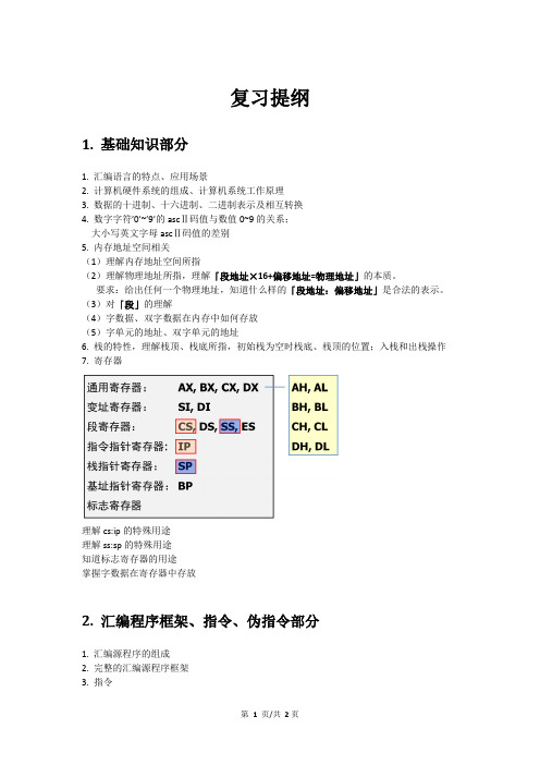 汇编复习提纲