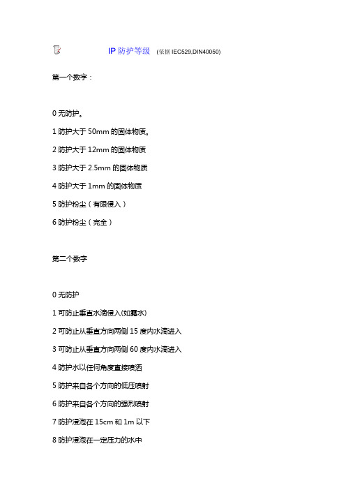 IP防护等级依据IEC529DIN40050