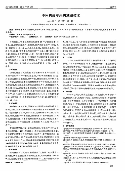 不同树形苹果树施肥技术