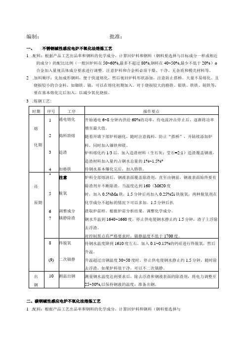 各种不同材质钢种的熔炼工艺