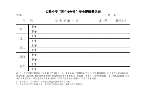 5分钟安全提醒