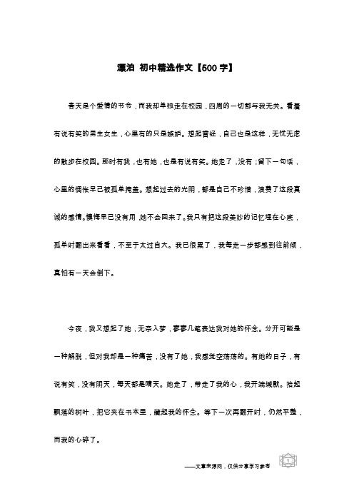 漂泊 初中精选作文【500字】