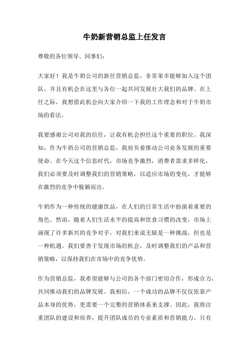 牛奶新营销总监上任发言