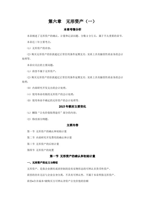 CPA考试会计科目学习笔记-第六章无形资产01