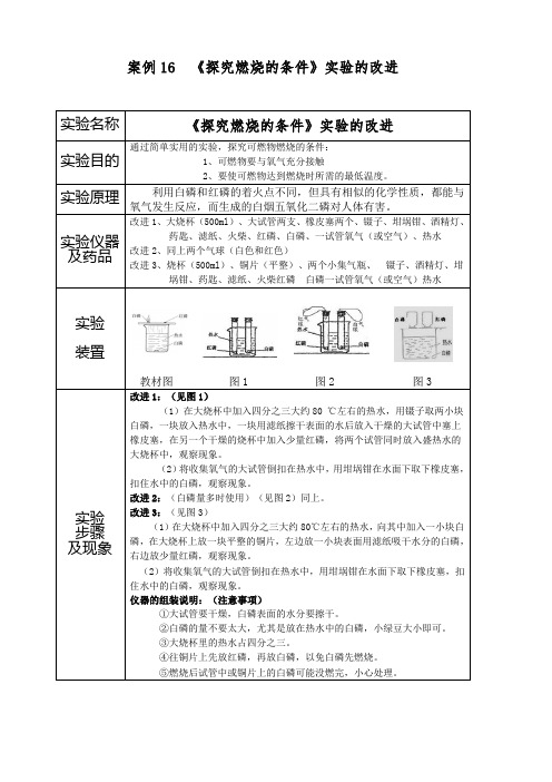 案例16 《探究燃烧的条件》实验的改进