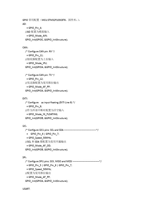 GPIO常用配置