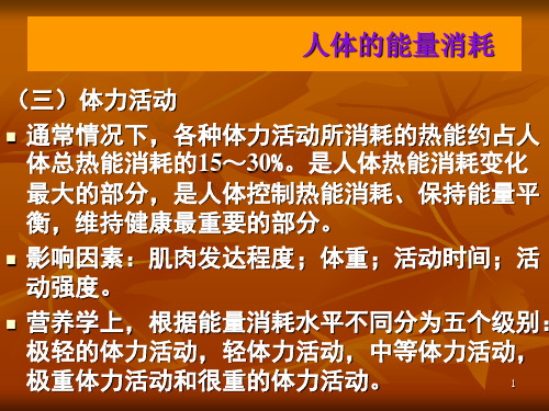 2018年学习营养学人体的能量消耗PPT课件