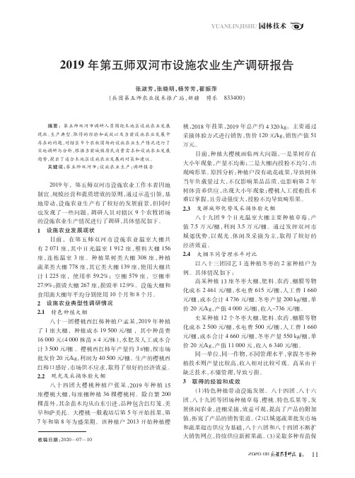 2019年第五师双河市设施农业生产调研报告