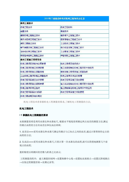 备考二级建造师机电工程知识点汇总