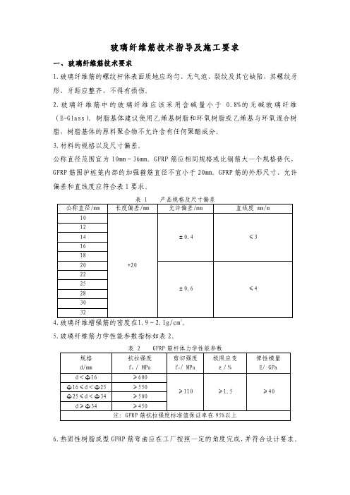 玻璃纤维筋要求及吊装