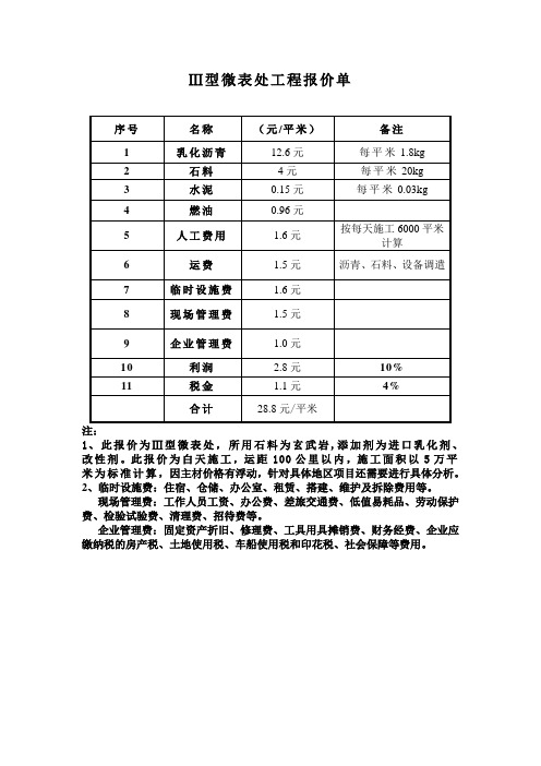 三型微表处报价