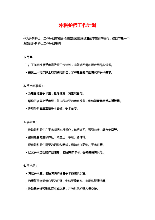 外科护师工作计划