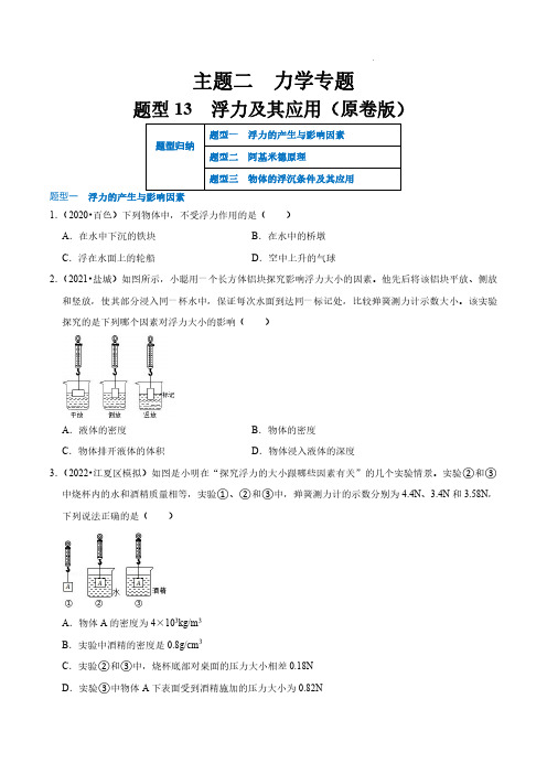 题型13  浮力及其应用(原卷版)