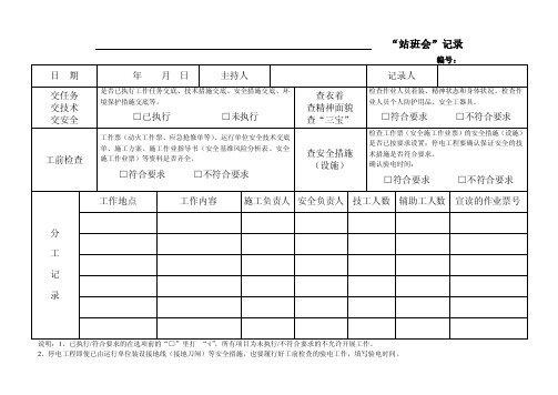 工程“站班会”记录