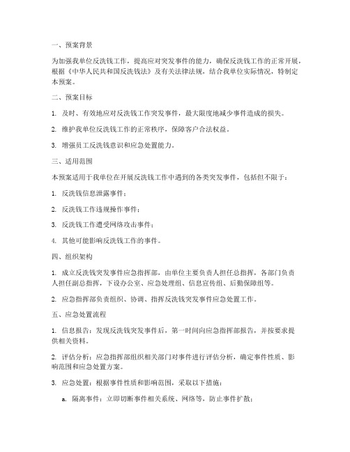 反洗钱工作突发事件应急预案