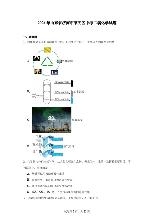 2024年山东省济南市莱芜区中考二模化学试题