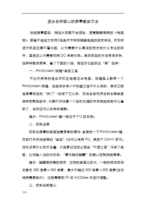 适合各种窗口的屏幕截图方法